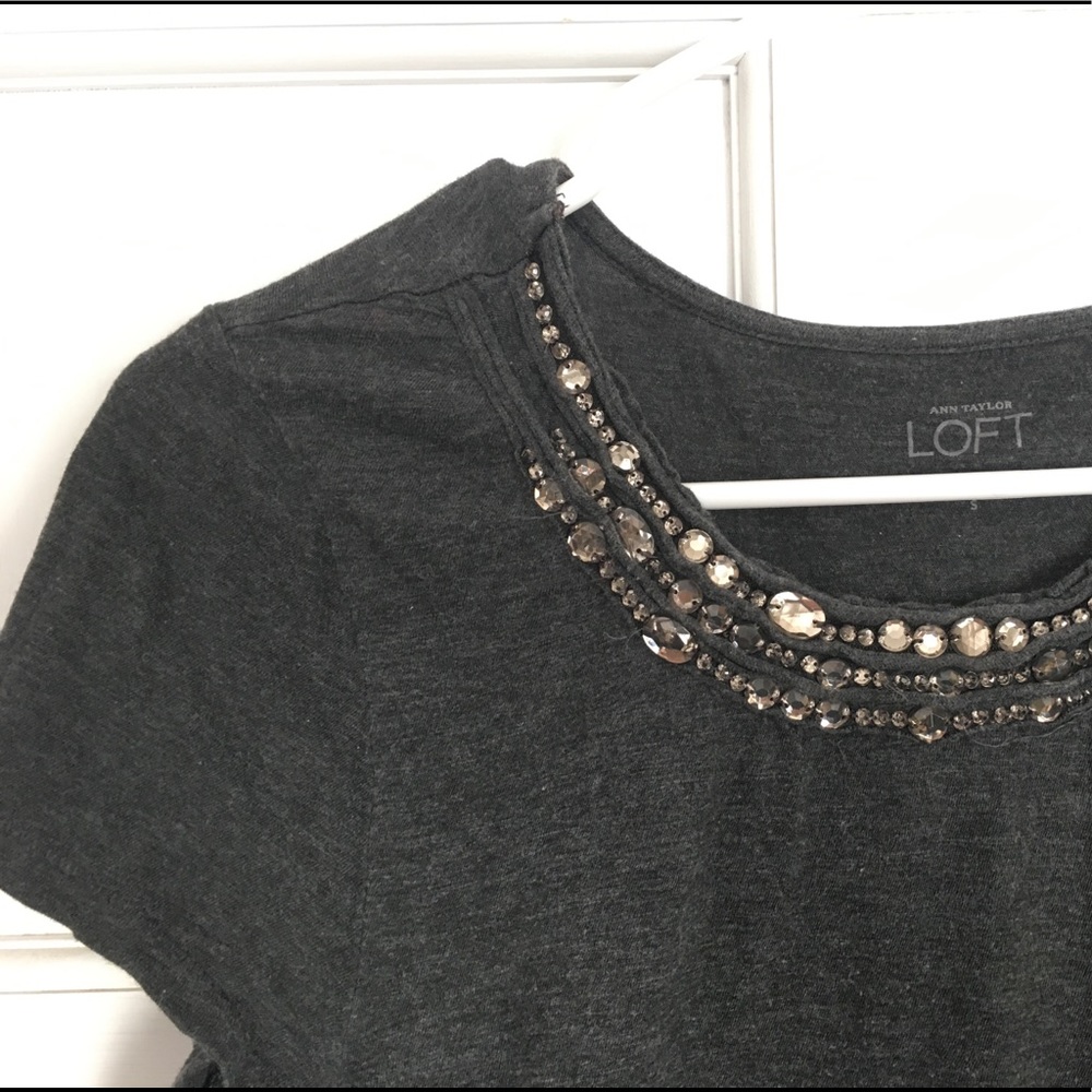 Fancy Tee with jeweled neckline
